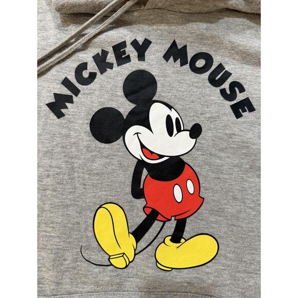 Disney Mickey Mouse Hoodie Mens Medium Gray Pullover Sweatshirt Cartoon Graphic - Picture 3 of 6
